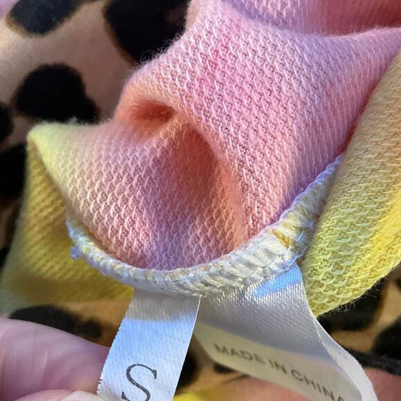 Jody K Pastel Tie Dyed Short Sleeve Animal Print Hoodie Size S - Picture 5 of 9